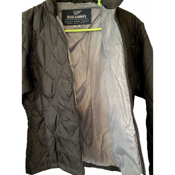 Steve & Barry's Women's Medium Double Down Puffer Jacket Coat Black Full Zip NWT - Picture 4 of 8